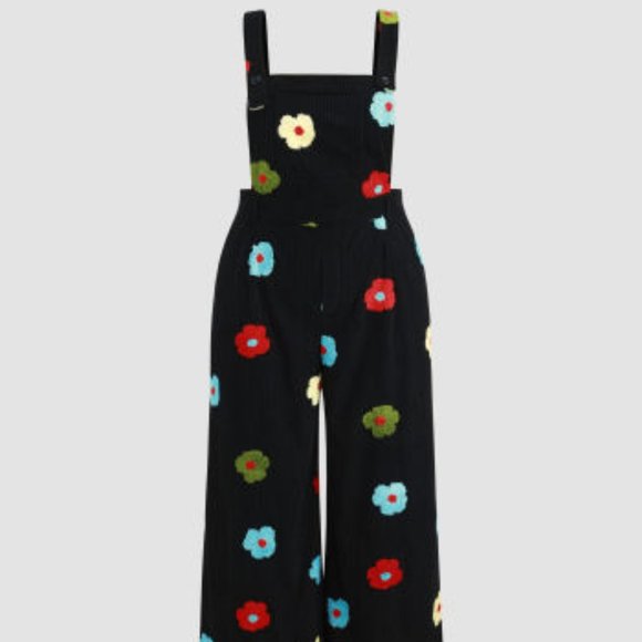 Commense Pants - CIDER Corduroy Square Neck Floral Jumpsuit Overalls Kidcore 2XL